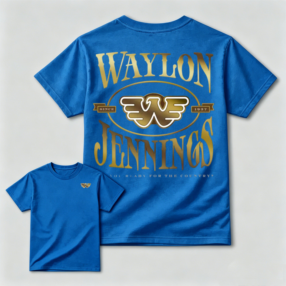 Vintage Golden Western Country Music Double Sided Print Casual T-Shirt