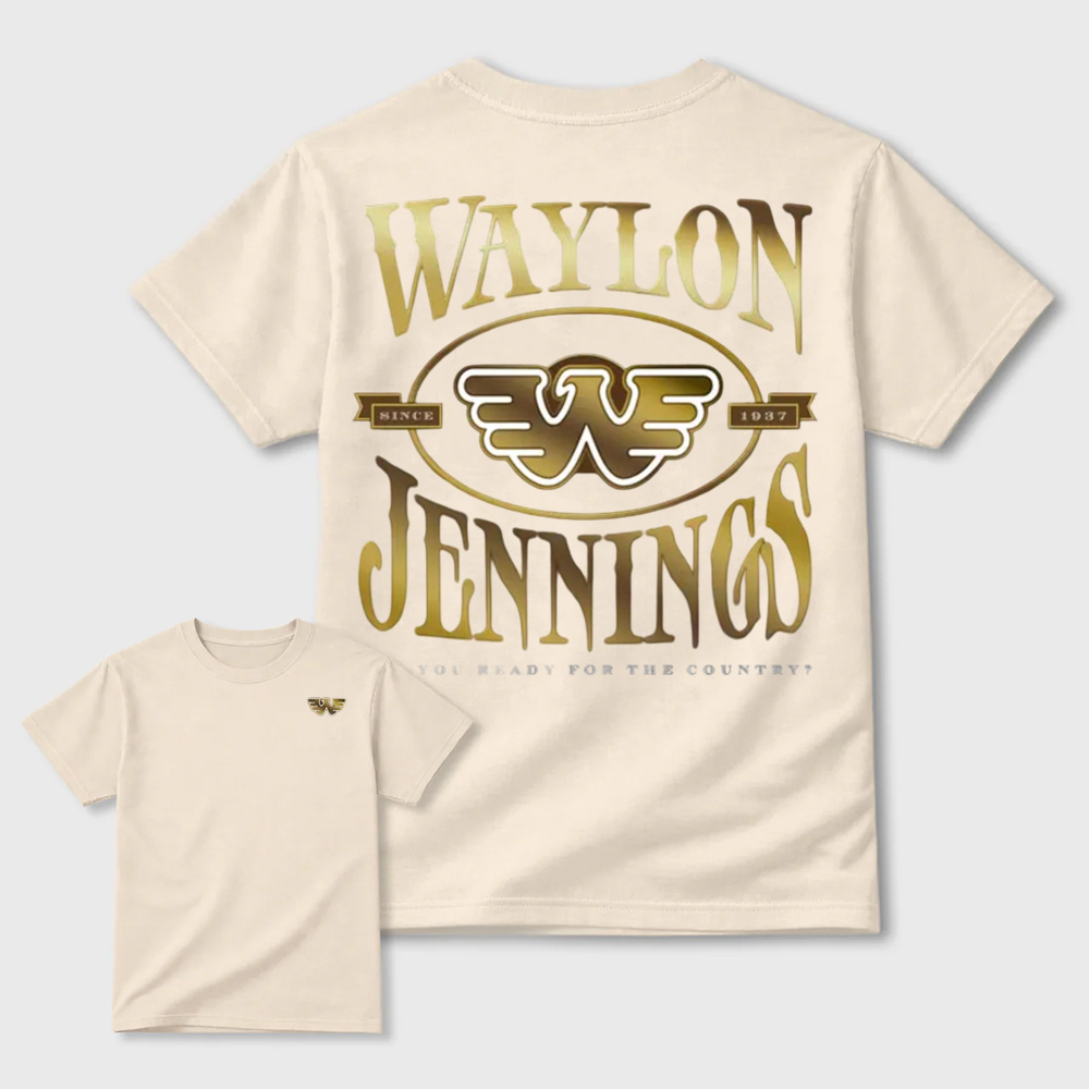Vintage Golden Western Country Music Double Sided Print Casual T-Shirt