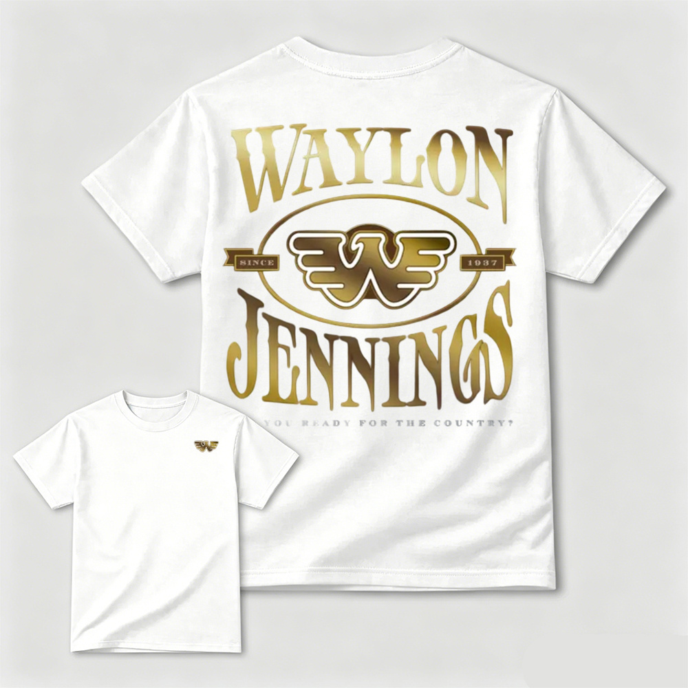 Vintage Golden Western Country Music Double Sided Print Casual T-Shirt