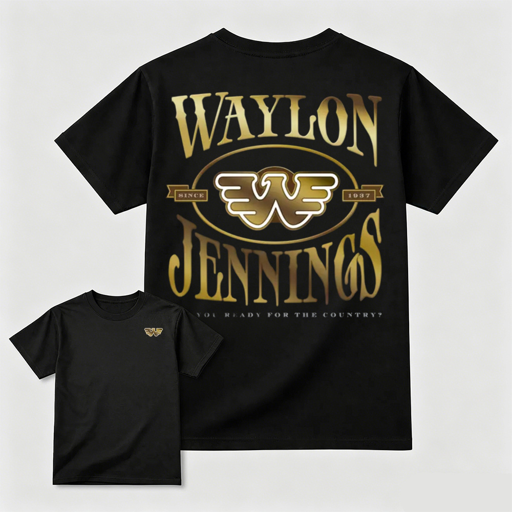 Vintage Golden Western Country Music Double Sided Print Casual T-Shirt