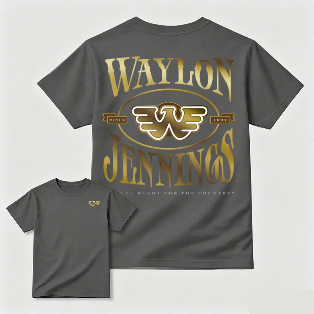 Vintage Golden Western Country Music Double Sided Print Casual T-Shirt
