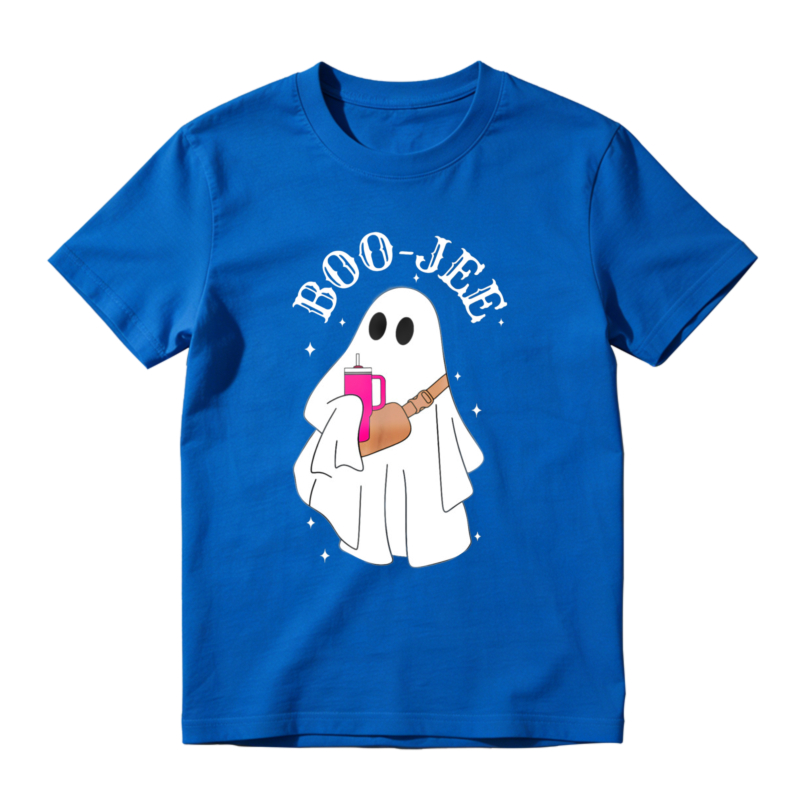 Cute Ghost Holding Pink Drink Boo Jee Funny Halloween T-shirt