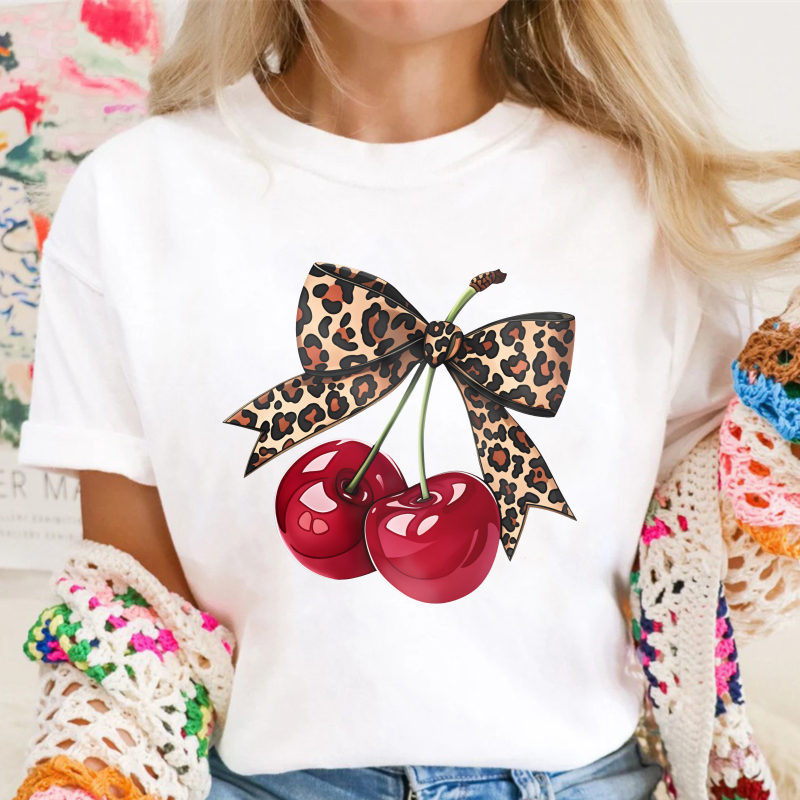 Cherry With Leopard Bow Print Unisex Classic T-shirt