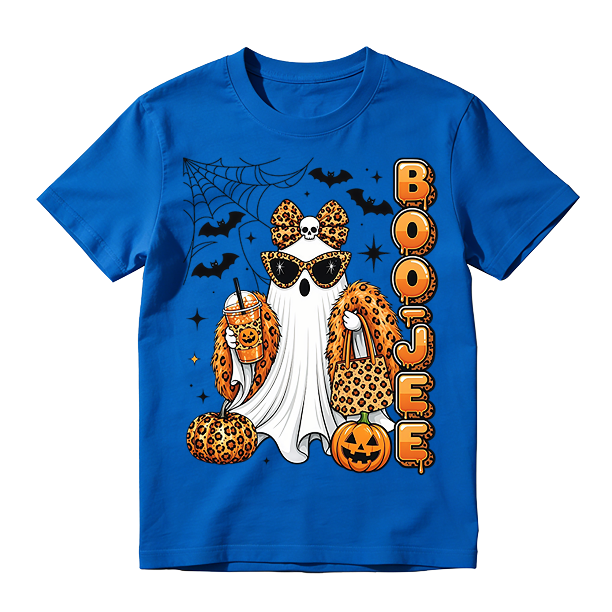 Leopard Print Ghost With Sunglasses And Boojee Text Halloween T-shirt
