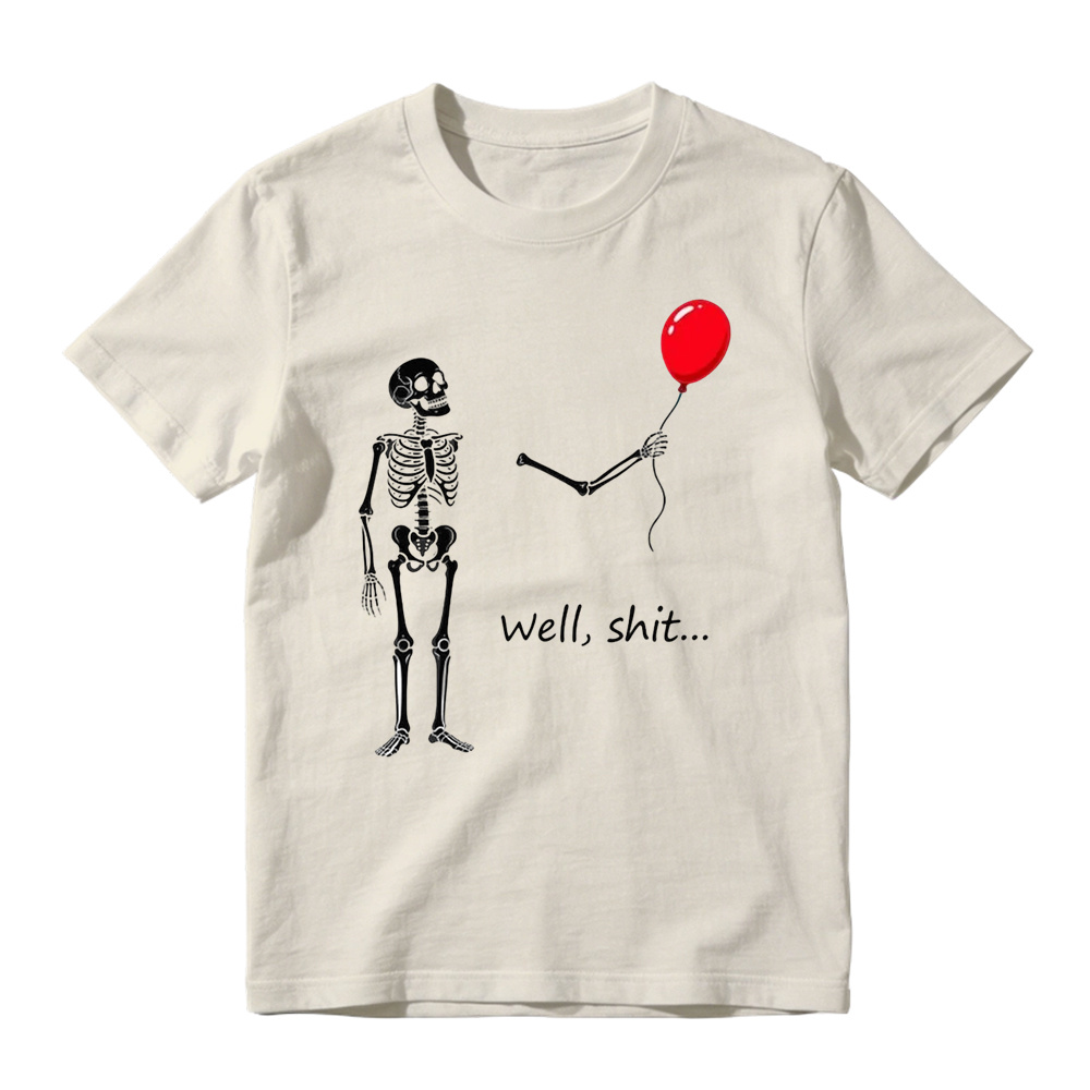 "Well, Shit..." Funny Skeleton Red Balloon Graphic T-Shirt