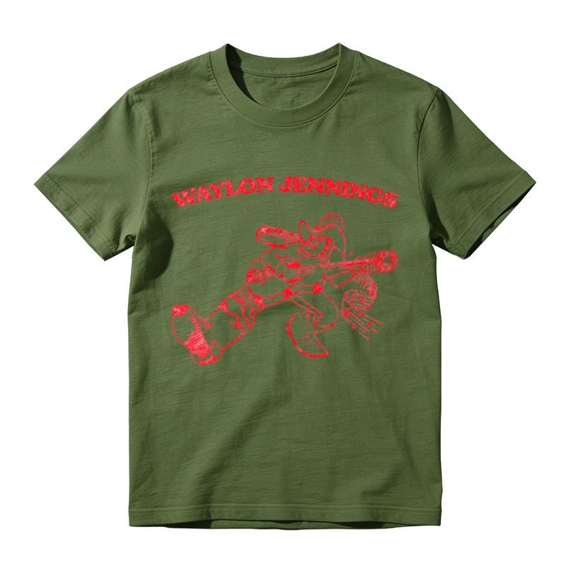 American Country Western Cowboy Instrument Sketch Graphic Crew Neck Tee