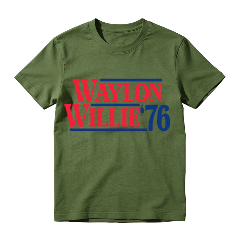 American Retro Red Blue Contrast Text Graphic Crew Neck Tee