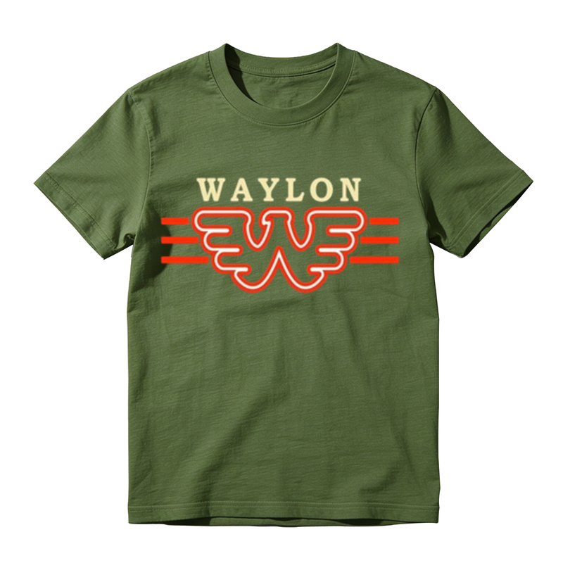 Neon Outline Wing W Symbol Stripe Letter Print Casual T-shirt