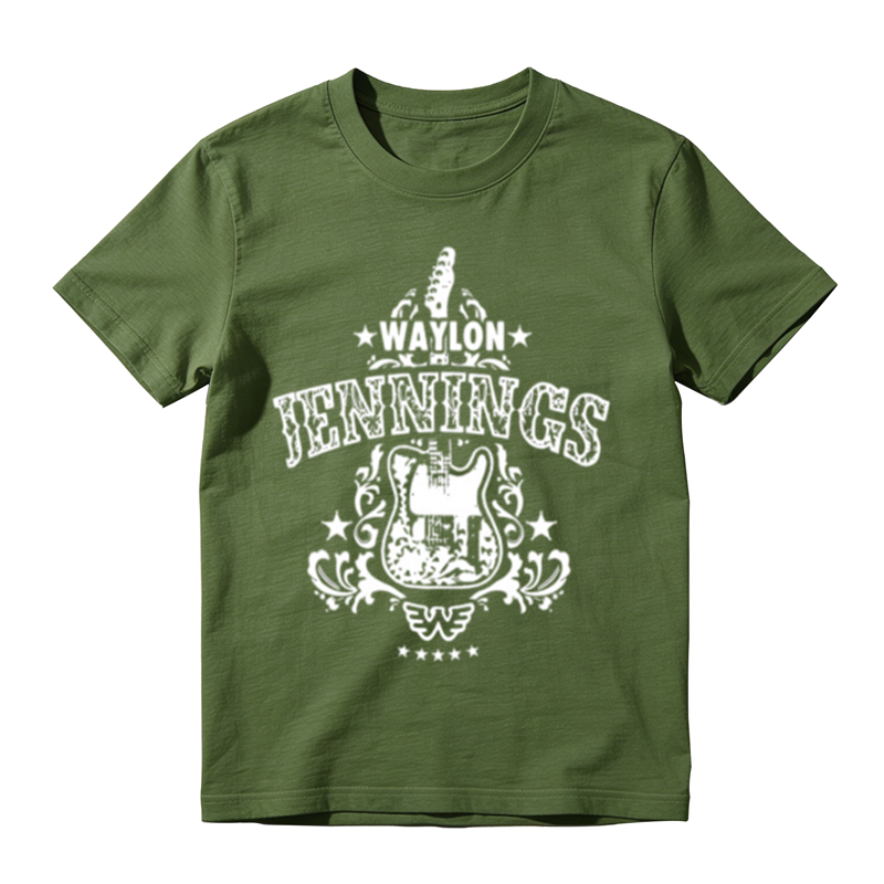 Western Retro Star Decor Guitar Script Letter Basic Tee