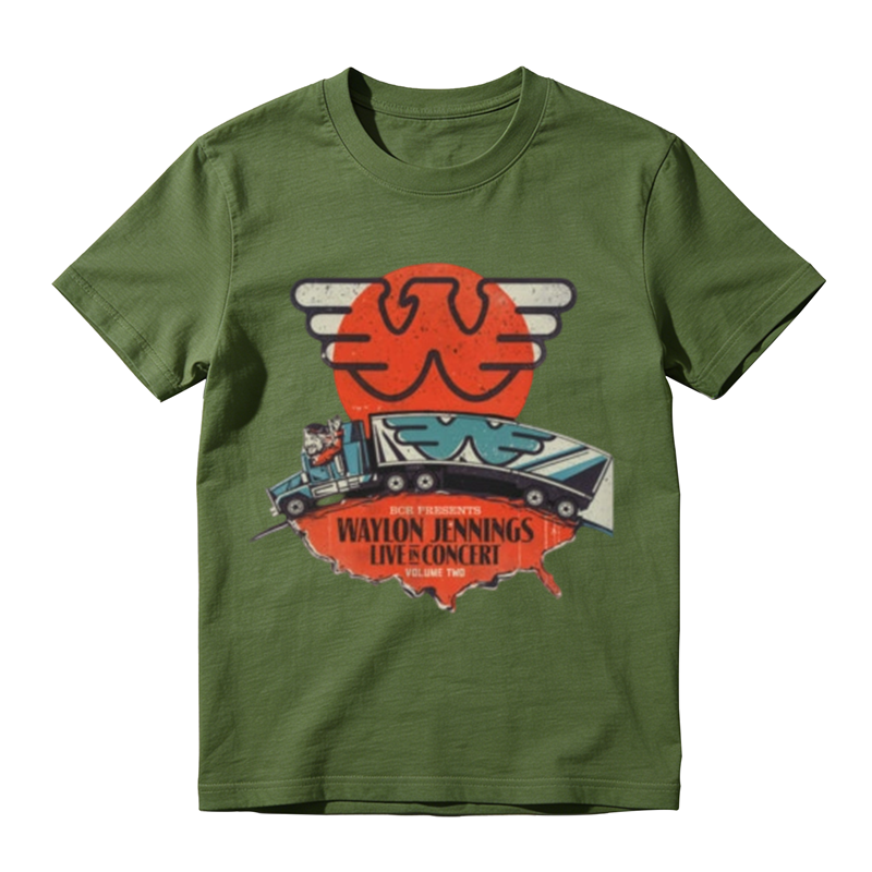Vintage Sunset Truck Wing Logo Concert Slogan Print Casual T-shirt