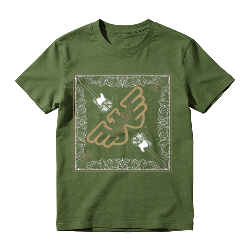 Square Vine Border Wing W Guitar Combo Print Casual T-shirt