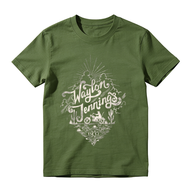 American Country Retro Desert Biker Distressed Graphic Crew Neck Tee
