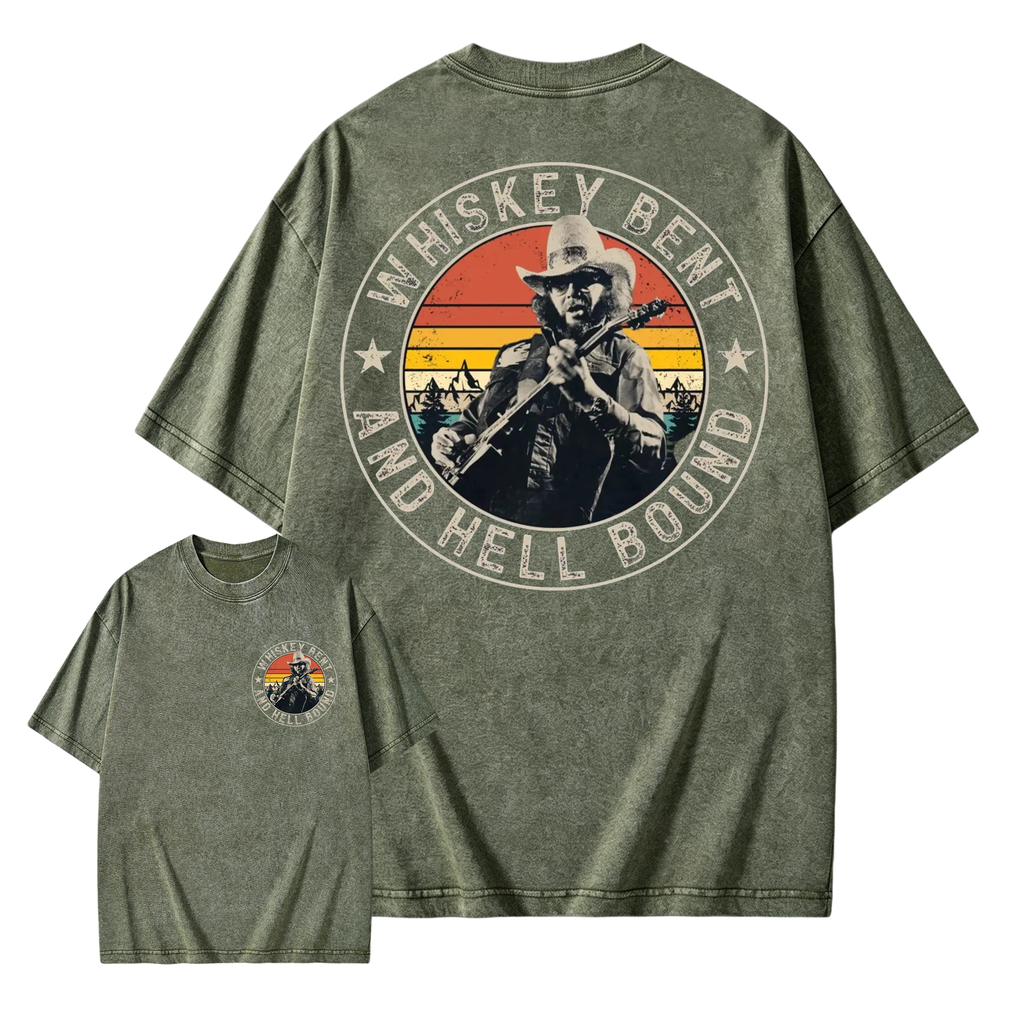 Vintage Country Music T-Shirt, Retro Outlaw Cowboy Graphic Washed T-shirt