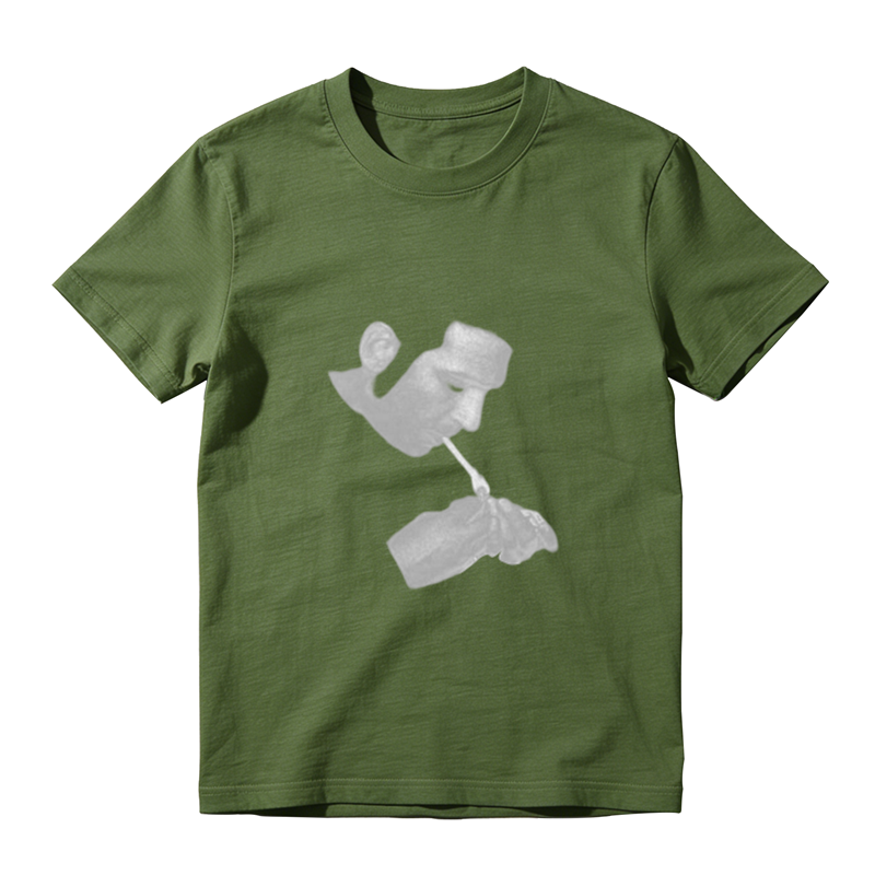 Grayscale Retro Profile Portrait Simple Print Casual T-shirt