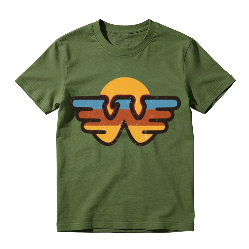 American Retro Wing W Sunset Print Casual T-shirt
