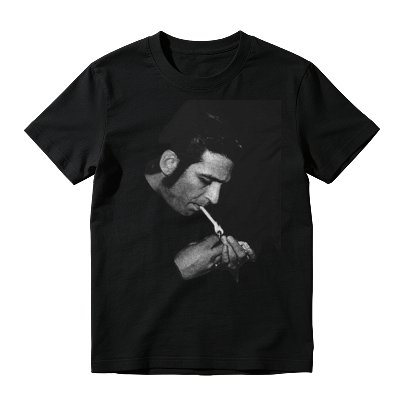 Grayscale Retro Profile Portrait Simple Print Casual T-shirt