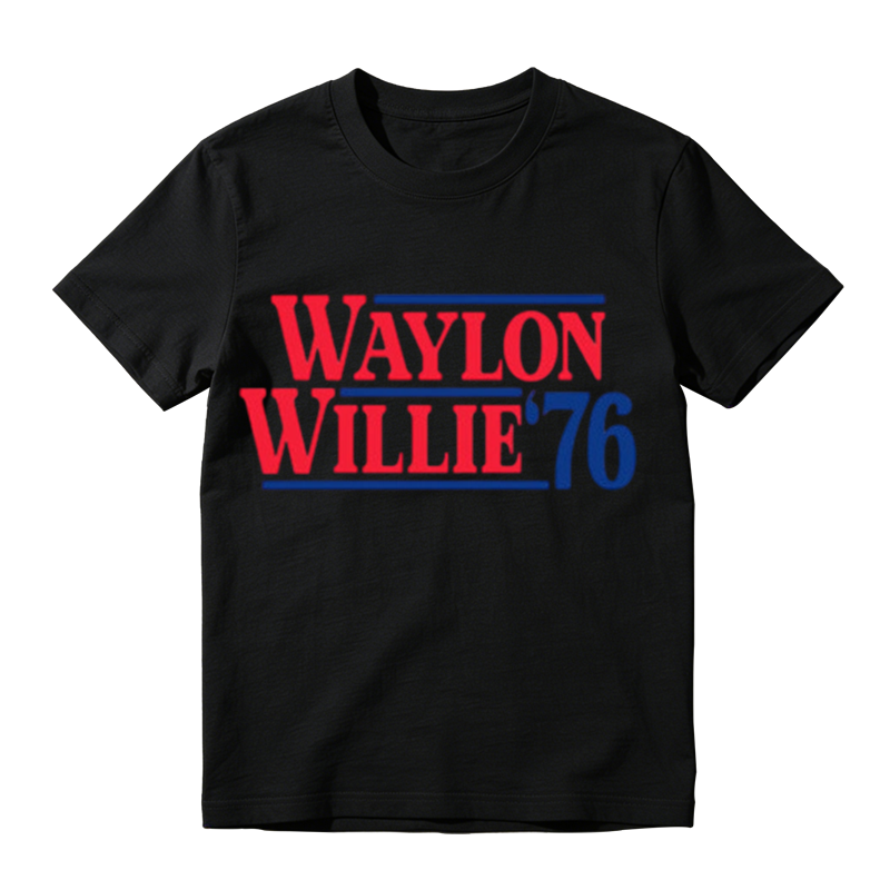American Retro Red Blue Contrast Text Graphic Crew Neck Tee