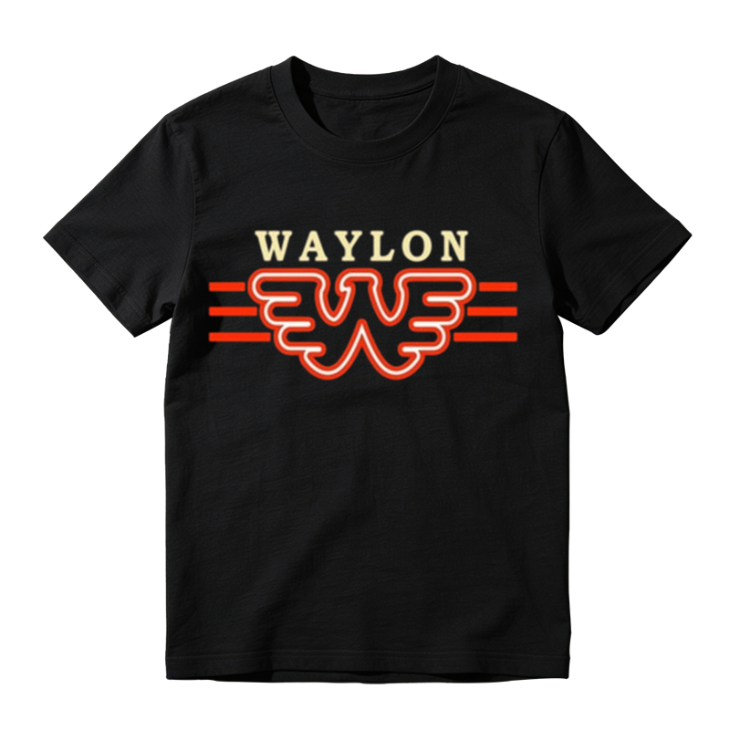 Neon Outline Wing W Symbol Stripe Letter Print Casual T-shirt