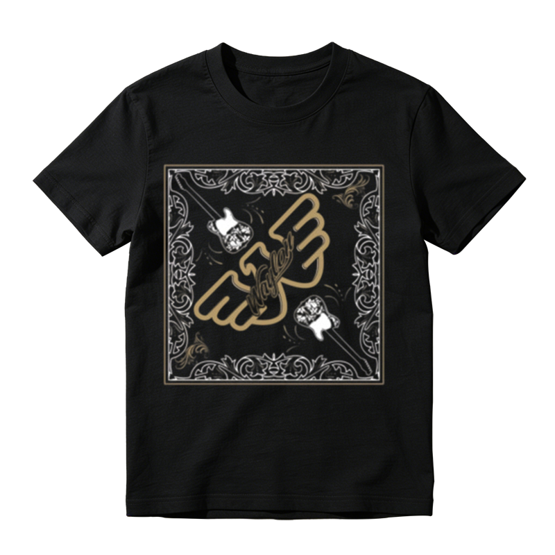Square Vine Border Wing W Guitar Combo Print Casual T-shirt