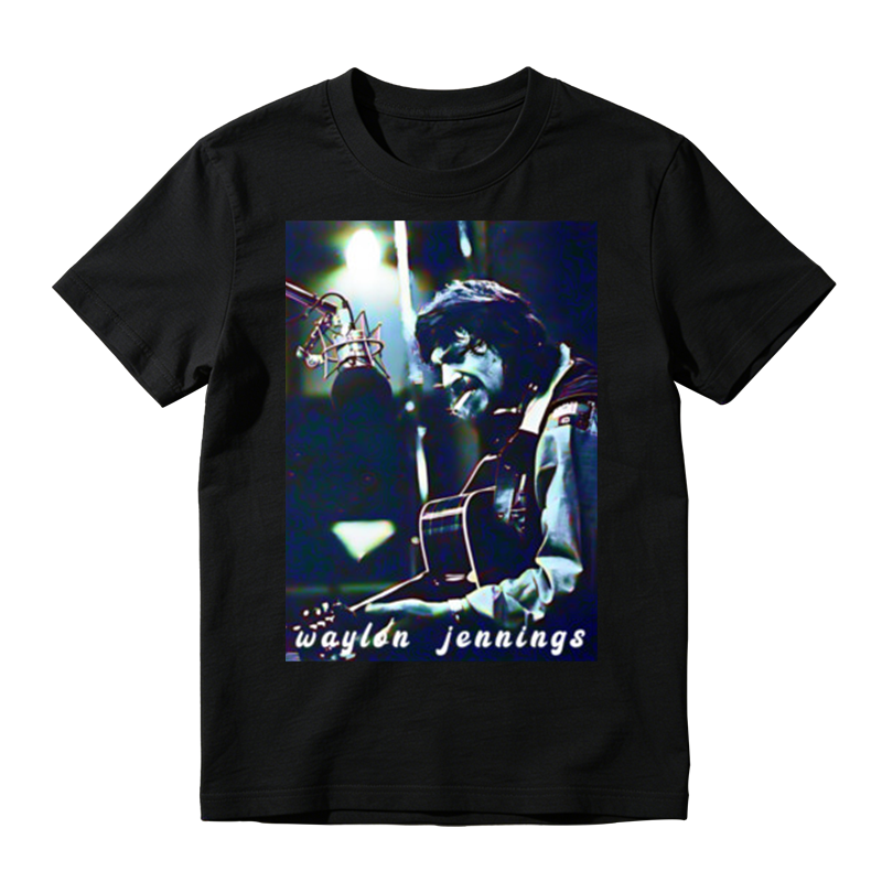 Vintage Studio Guitar Musician Film Portrait Hand Letter Print Casual T-shirt
