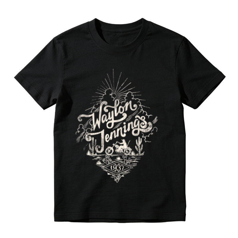 American Country Retro Desert Biker Distressed Graphic Crew Neck Tee