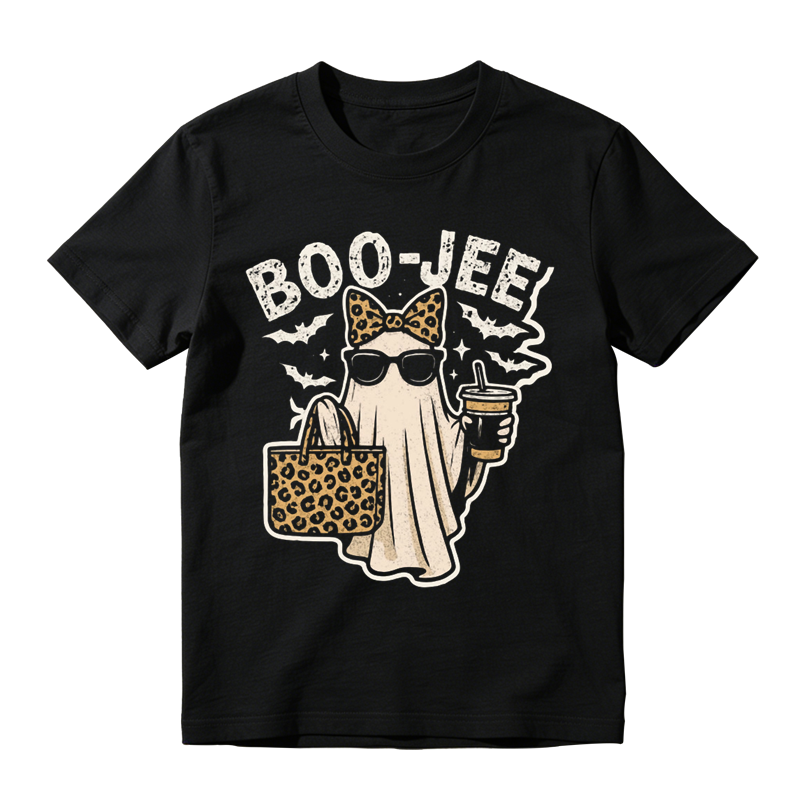 Boo Jee Retro Ghost Bat Sparkle Star Graphic Tee Halloween Fashion Party Top