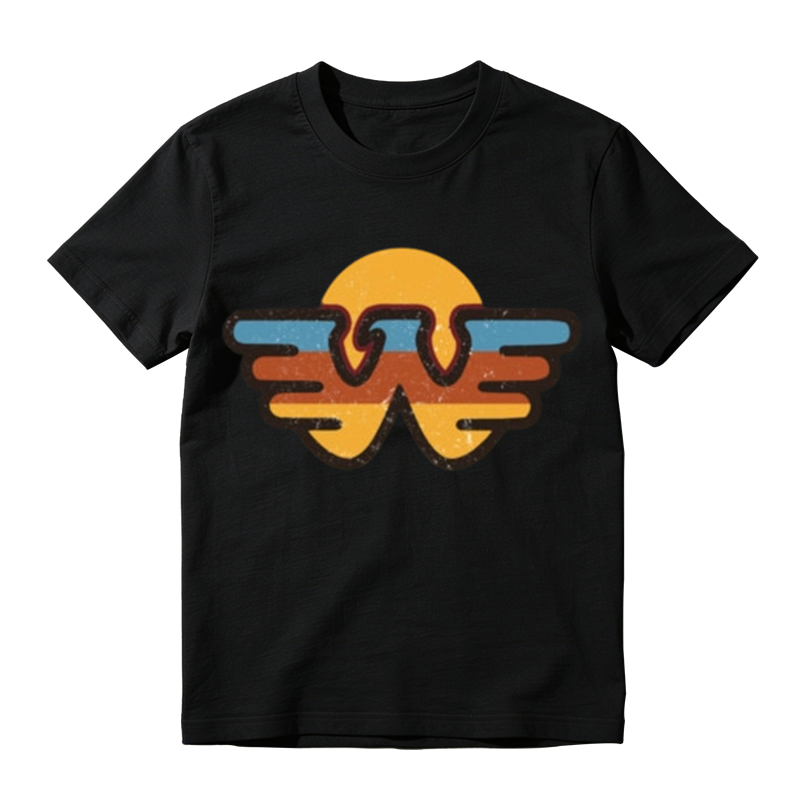 American Retro Wing W Sunset Print Casual T-shirt