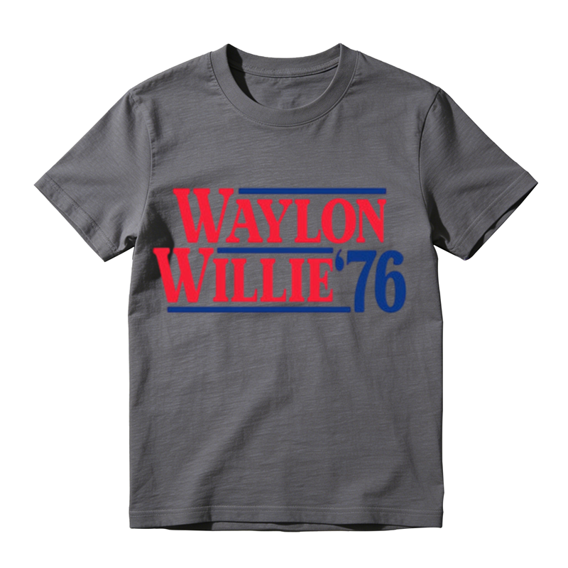American Retro Red Blue Contrast Text Graphic Crew Neck Tee