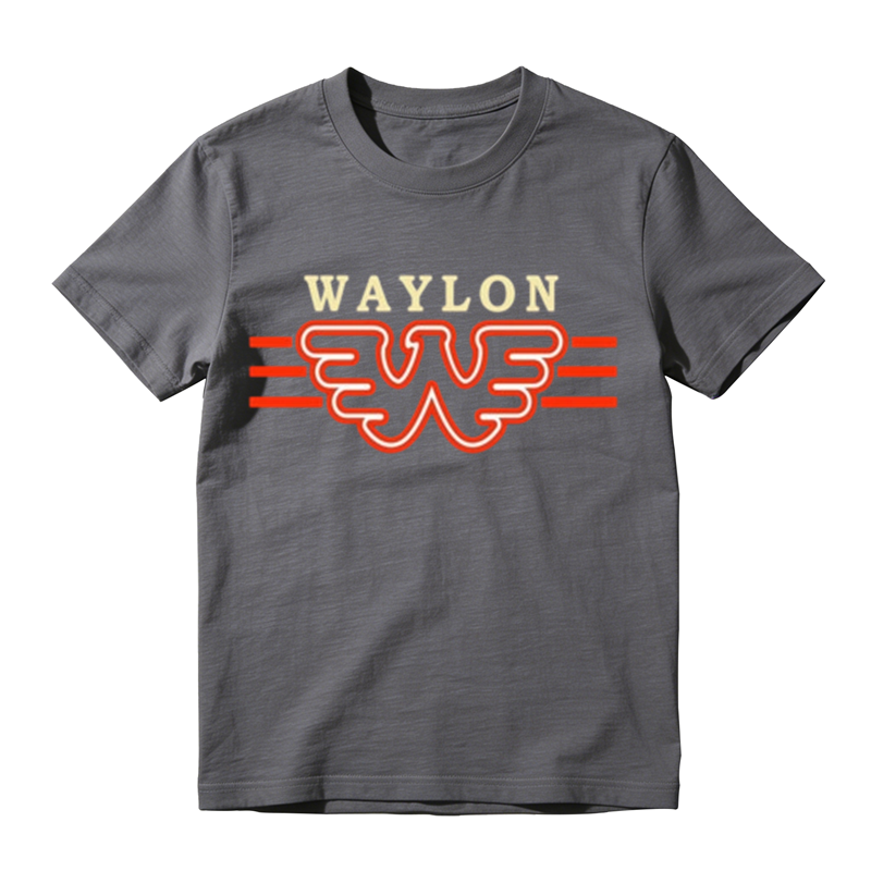 Neon Outline Wing W Symbol Stripe Letter Print Casual T-shirt