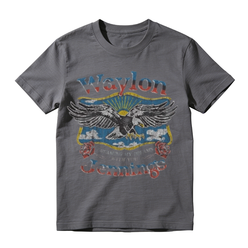 Vintage Distressed Eagle Rose Scenery Print Casual T-shirt