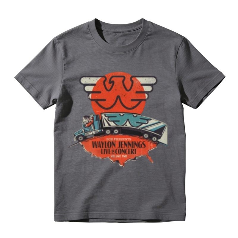 Vintage Sunset Truck Wing Logo Concert Slogan Print Casual T-shirt