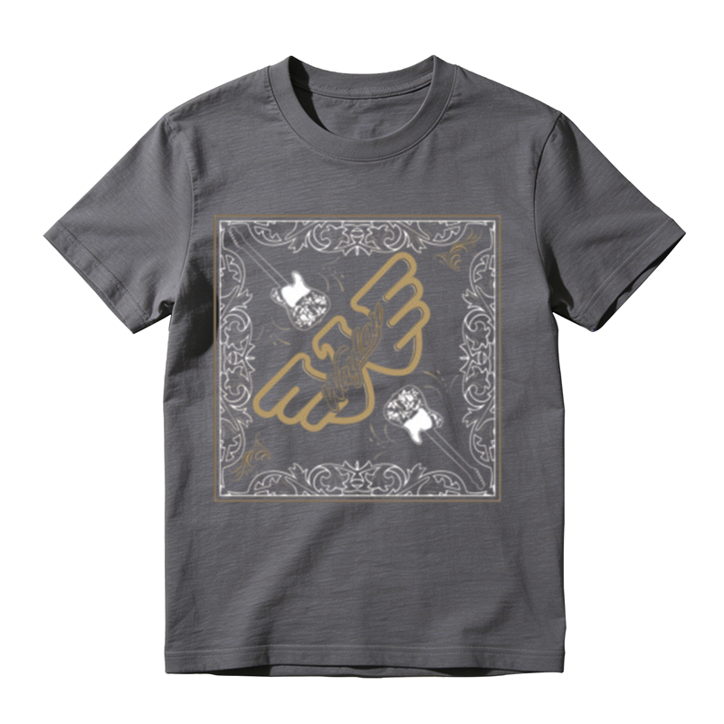 Square Vine Border Wing W Guitar Combo Print Casual T-shirt