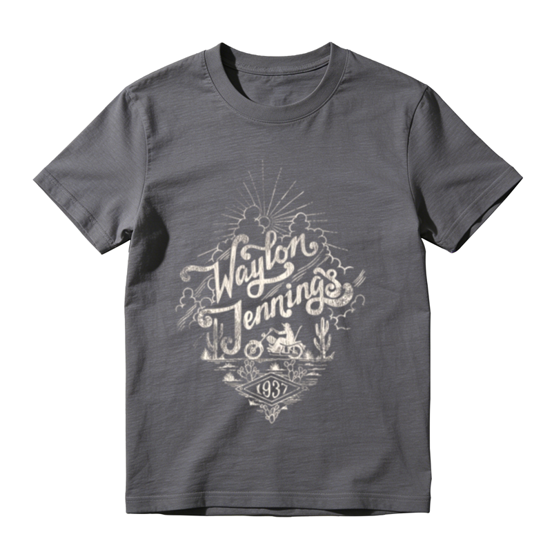 American Country Retro Desert Biker Distressed Graphic Crew Neck Tee