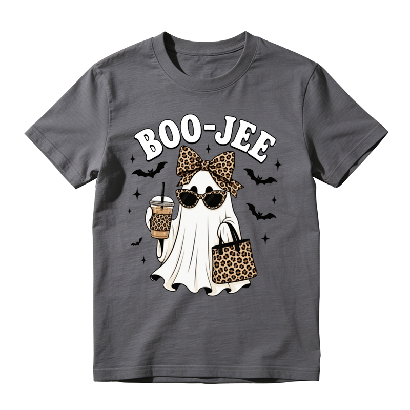 Stylish Ghost With Leopard Bow Sunglasses Print Tee Halloween Party Top