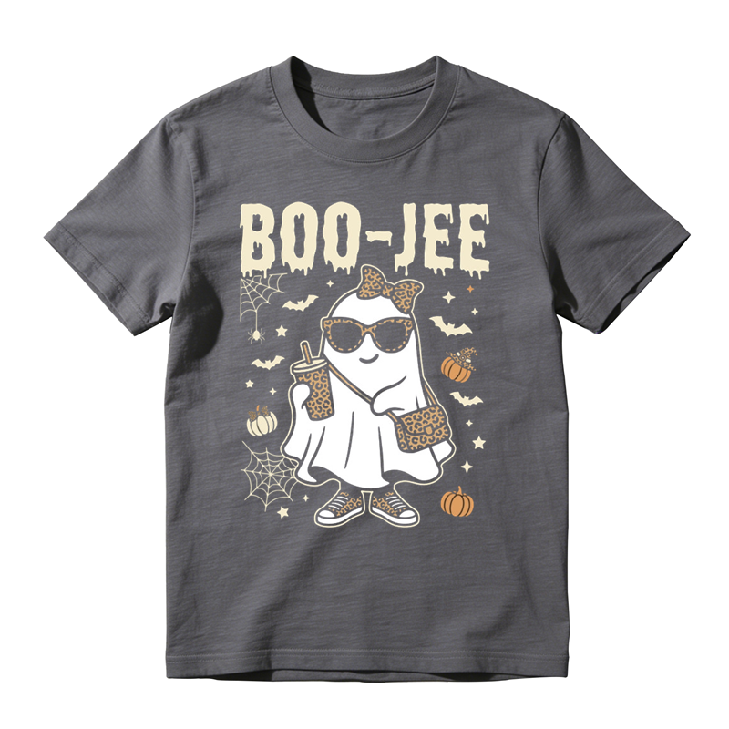 Boo Jee Leopard Ghost Sunglasses Iced Drink Graphic Tee Halloween Party Top