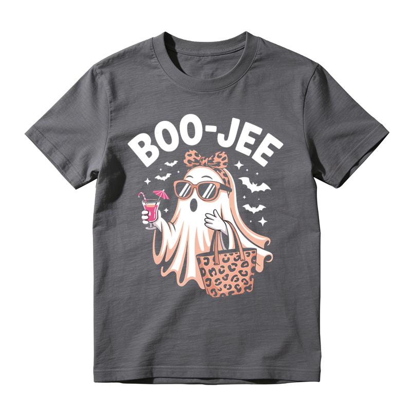 Boo Jee Leopard Bow Ghost Sunglasses Cocktail Drink Graphic Tee Halloween Party Top