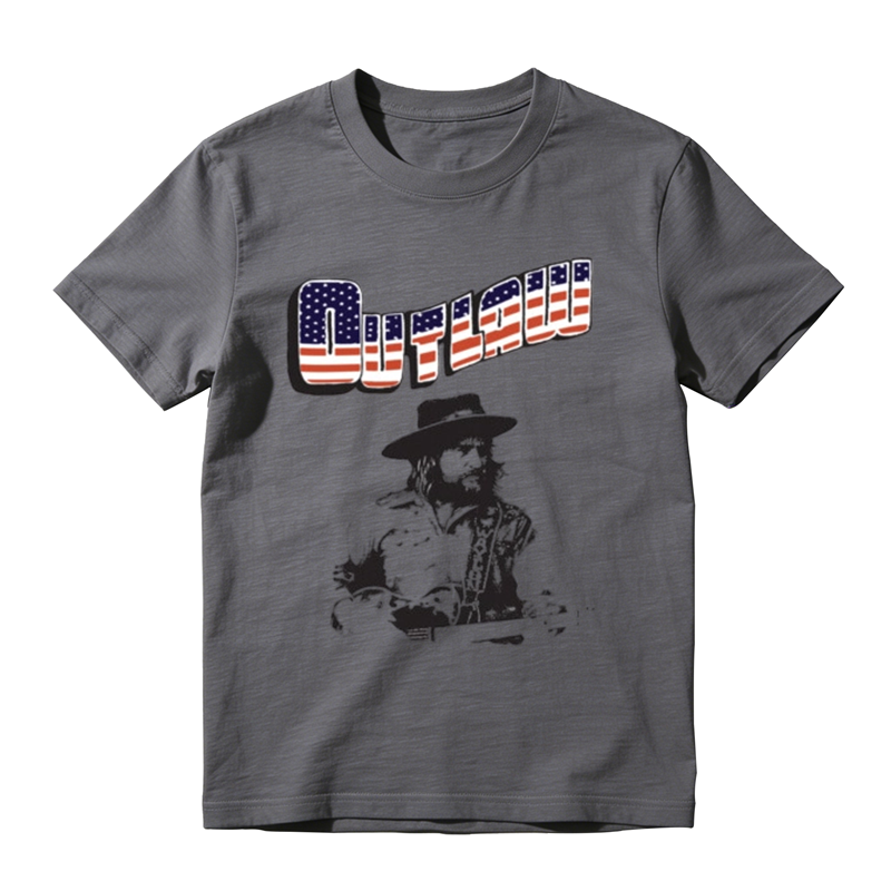 American Flag Letter Vintage Portrait Print Casual T-shirt