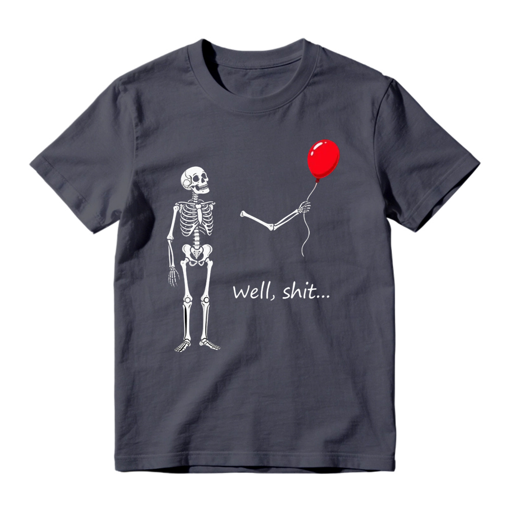 "Well, Shit..." Funny Skeleton Red Balloon Graphic T-Shirt