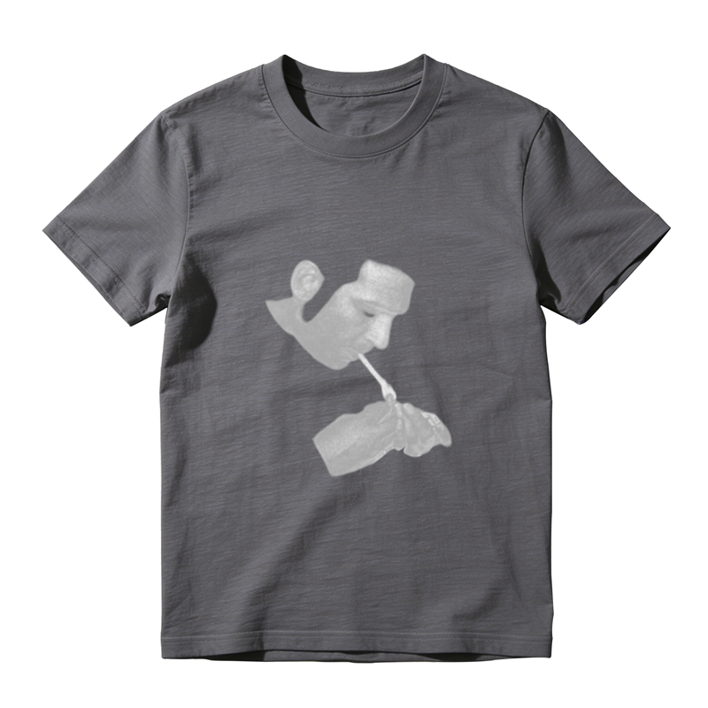 Grayscale Retro Profile Portrait Simple Print Casual T-shirt