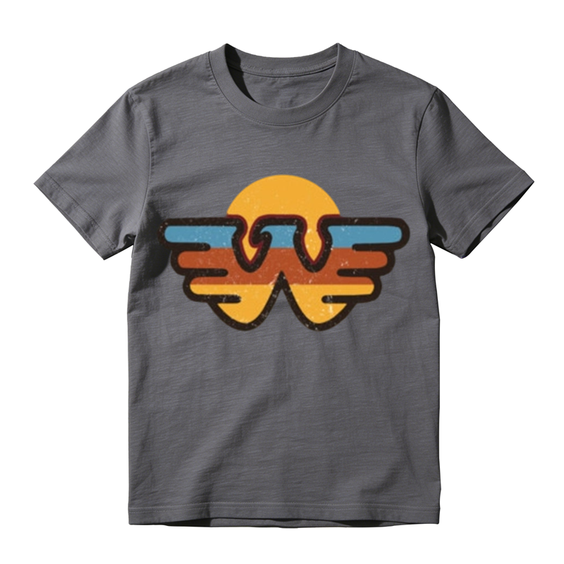 American Retro Wing W Sunset Print Casual T-shirt