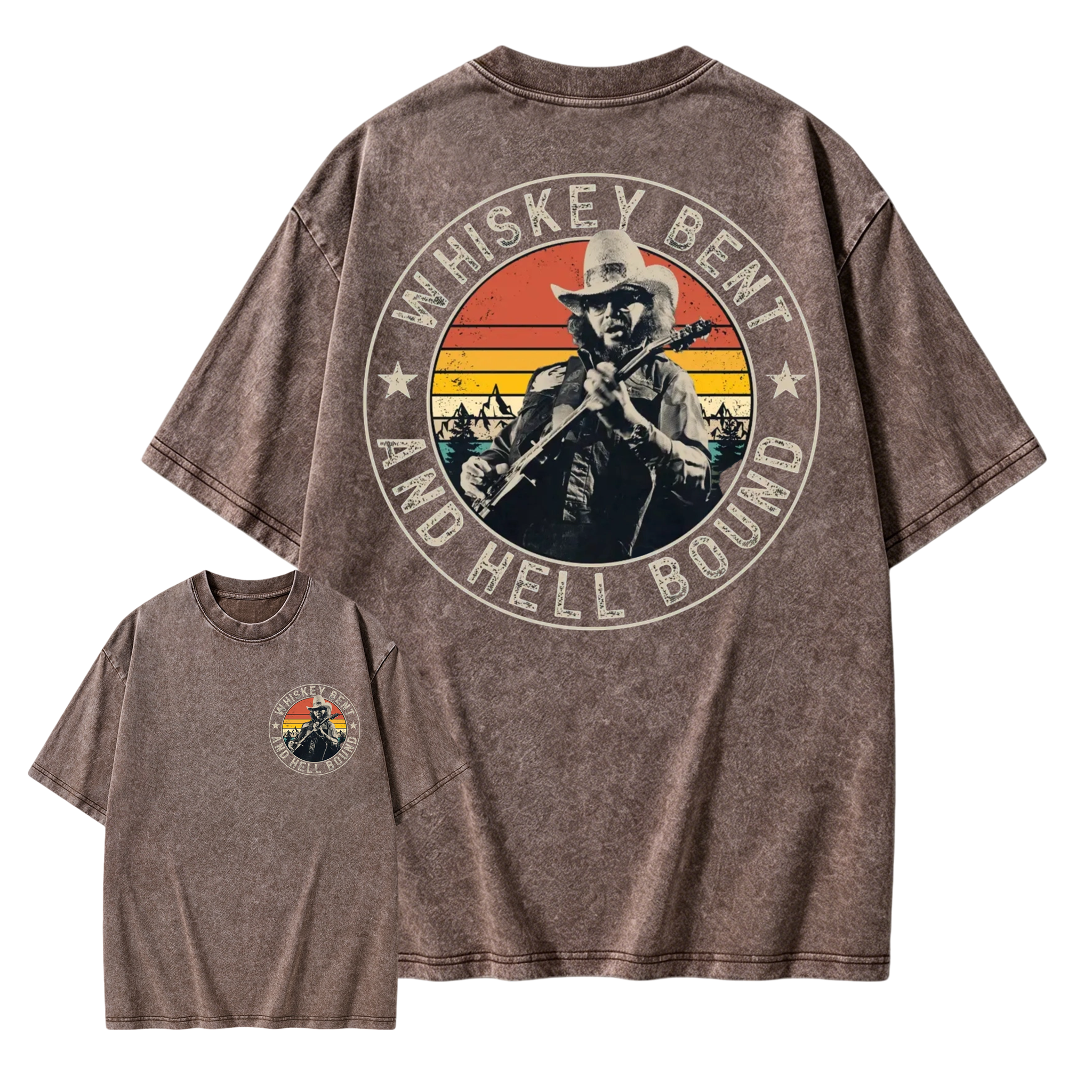 Vintage Country Music T-Shirt, Retro Outlaw Cowboy Graphic Washed T-shirt