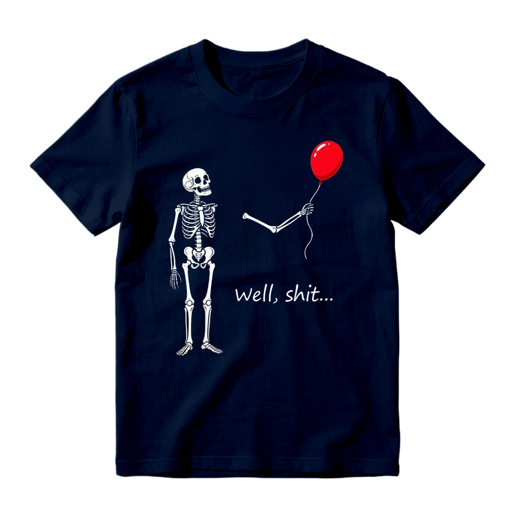 "Well, Shit..." Funny Skeleton Red Balloon Graphic T-Shirt