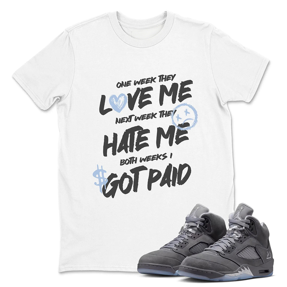 I Got Paid TEEWAVO Sneaker Tees - Air Jordan 5 Wolf Grey