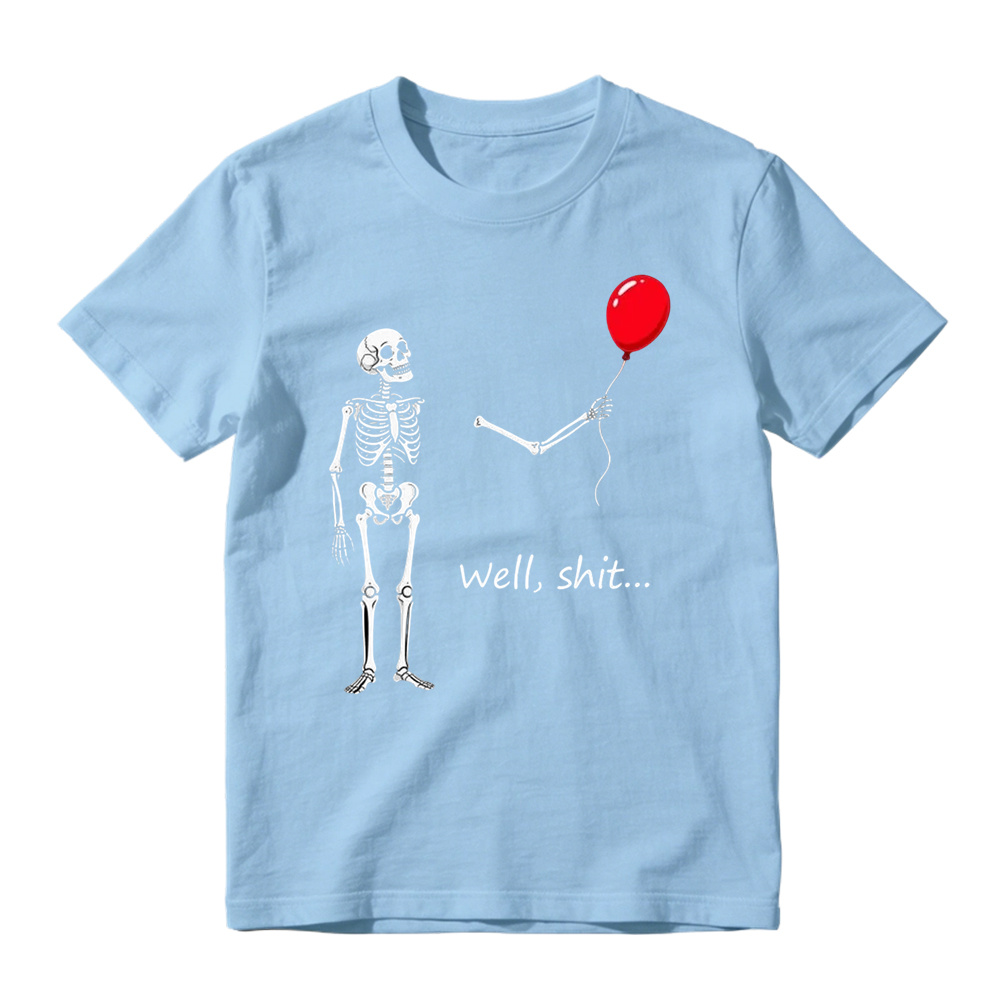 "Well, Shit..." Funny Skeleton Red Balloon Graphic T-Shirt