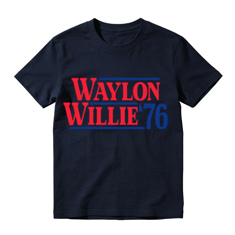 American Retro Red Blue Contrast Text Graphic Crew Neck Tee