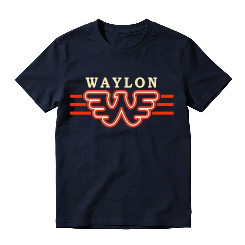 Neon Outline Wing W Symbol Stripe Letter Print Casual T-shirt