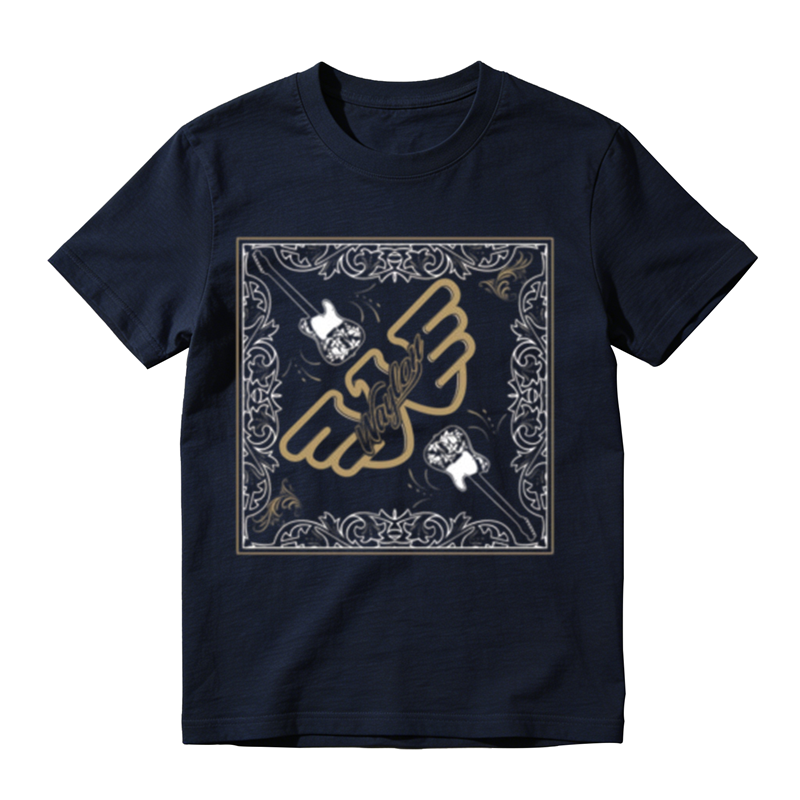 Square Vine Border Wing W Guitar Combo Print Casual T-shirt