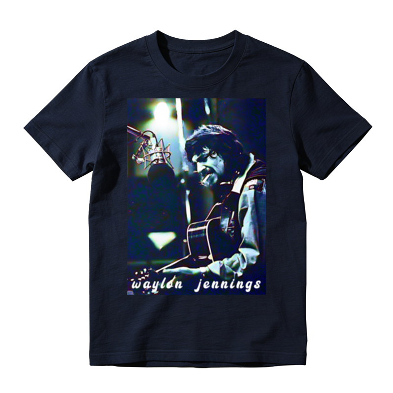 Vintage Studio Guitar Musician Film Portrait Hand Letter Print Casual T-shirt