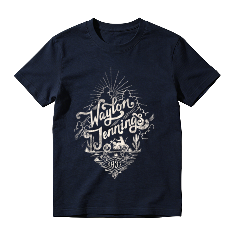 American Country Retro Desert Biker Distressed Graphic Crew Neck Tee