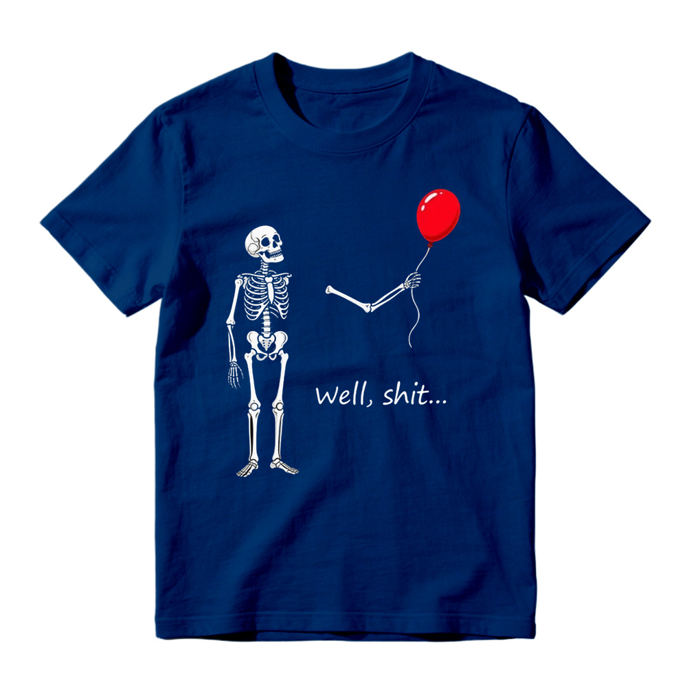 "Well, Shit..." Funny Skeleton Red Balloon Graphic T-Shirt